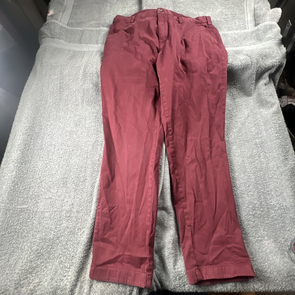 Brooks Brothers‎ Red Fleece Chino Pants Mens 36x30 Red Twill Flat Front Casual